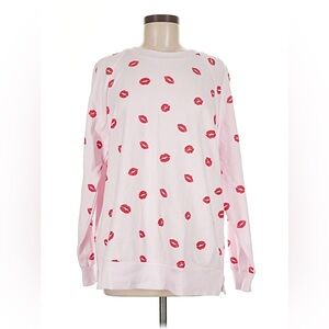 Women's Colsie Pink Red Lip Print Sweatshirt M